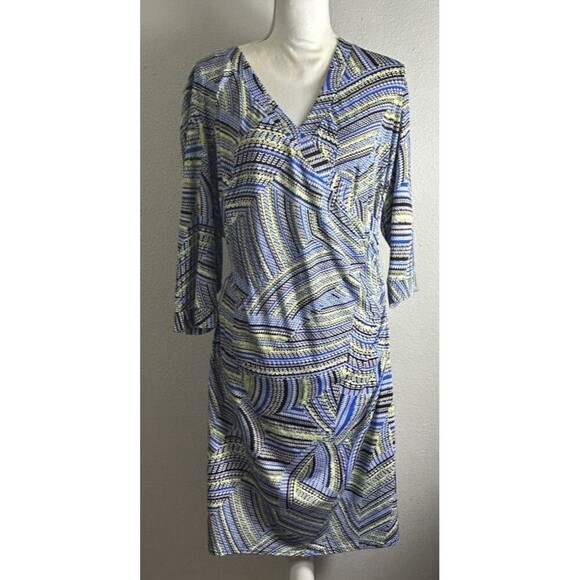 Laundry by Shelli Segal Faux Wrap Bodycon Geo Print Stretch Dress Size Large - Picture 1 of 10